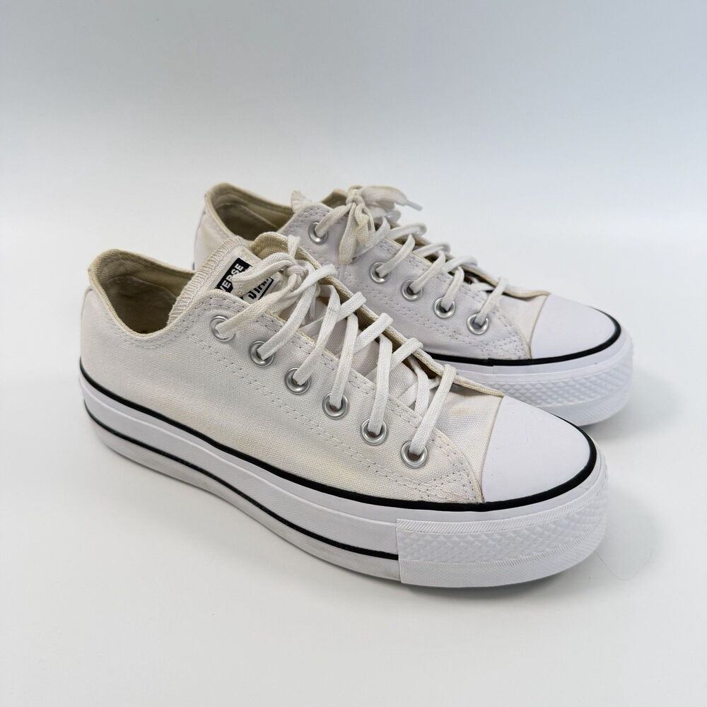 Converse Chuck Taylor All Star Lift Platform Low Sneakers Womens White Size 7